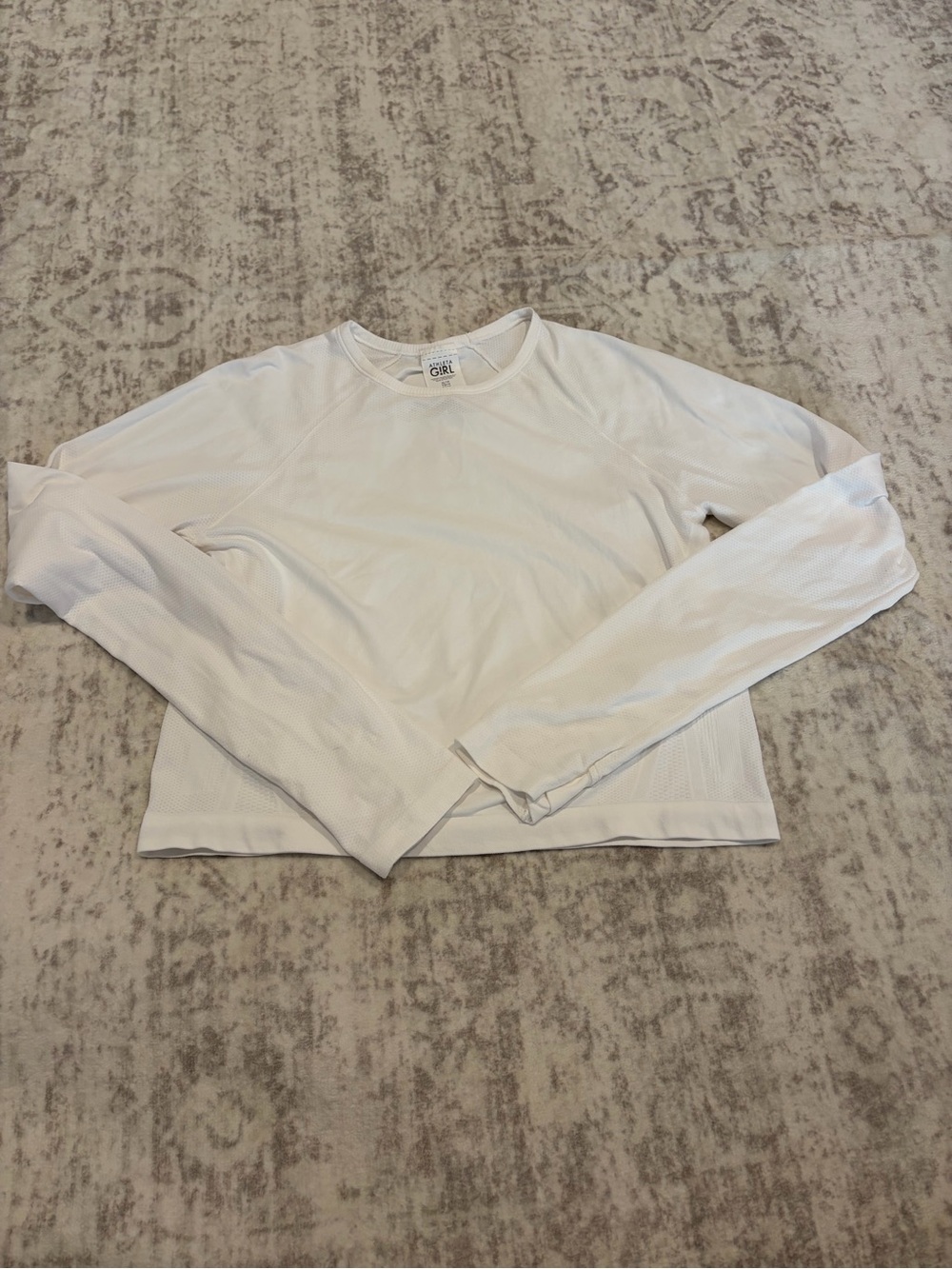 Athleta Girl XL/14 White Power Up Crop Long Sleeve Top